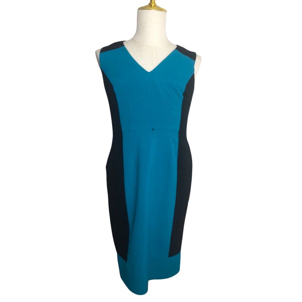 Calvin Klein Sheath Dress Flawed Office Church Size Medium Colorblock Sleeveless